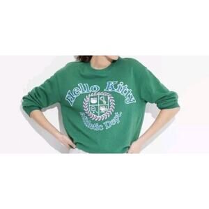 NWT Hello Kitty Athletic Dept by Sanrio Cropped Green Sweatshirt Womens XL